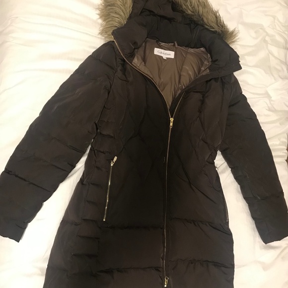 Calvin Klein Brown Female Long Parka Coat - Size Small (Price: 40) - Picture 1 of 1